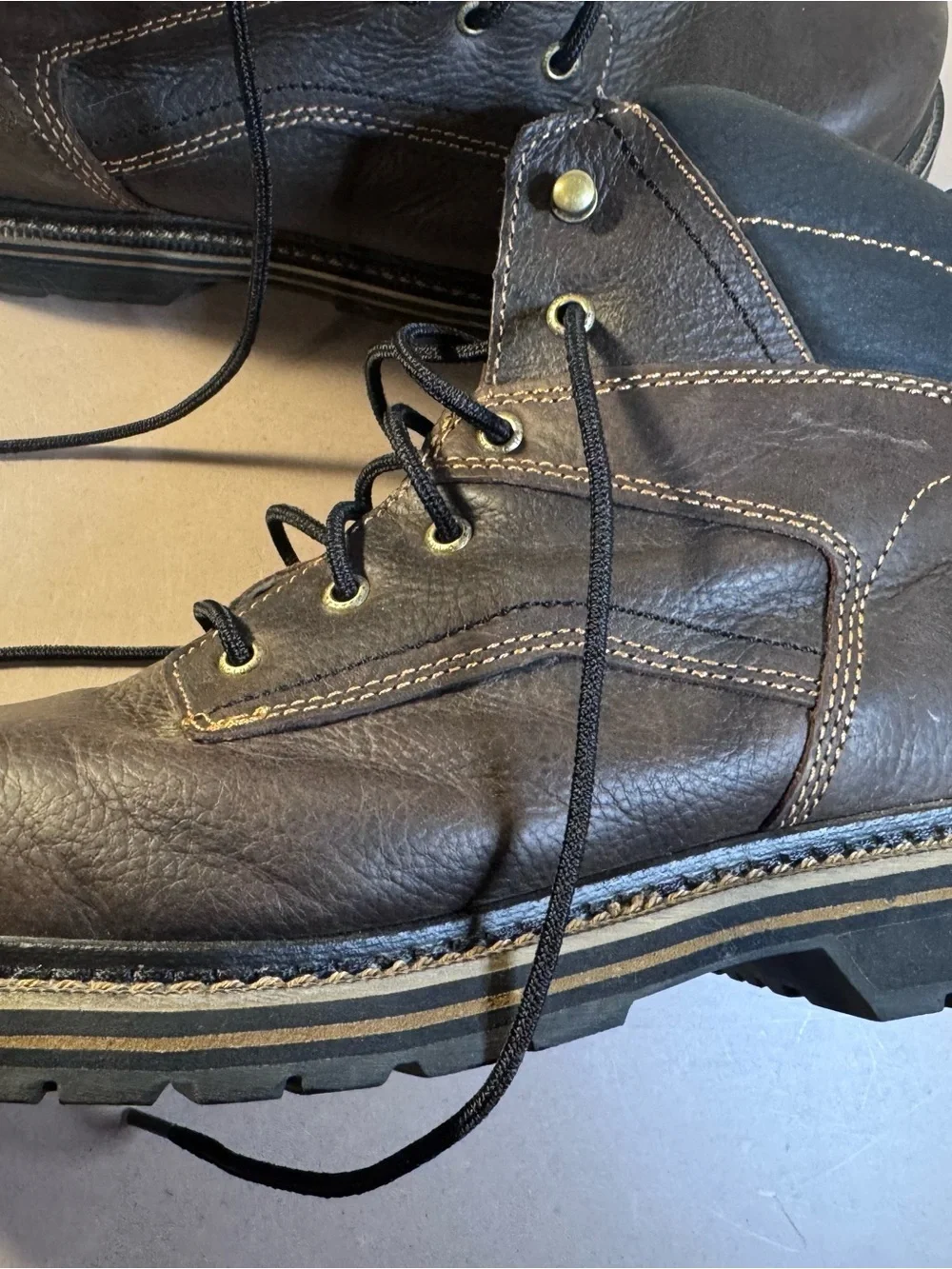 Irish Setter Dark Brown Leather Work Boots with Black Laces Vintage Red Wing Irish Setter Sport Upland Work Mens Hunting  main image 2